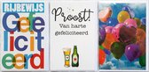 Rijbewijs + Proost! Van Harte Gefeliciteerd + Blanco Kaart met Ballonnen – 3 Wenskaarten - 12 x 17 cm – RIJB-303