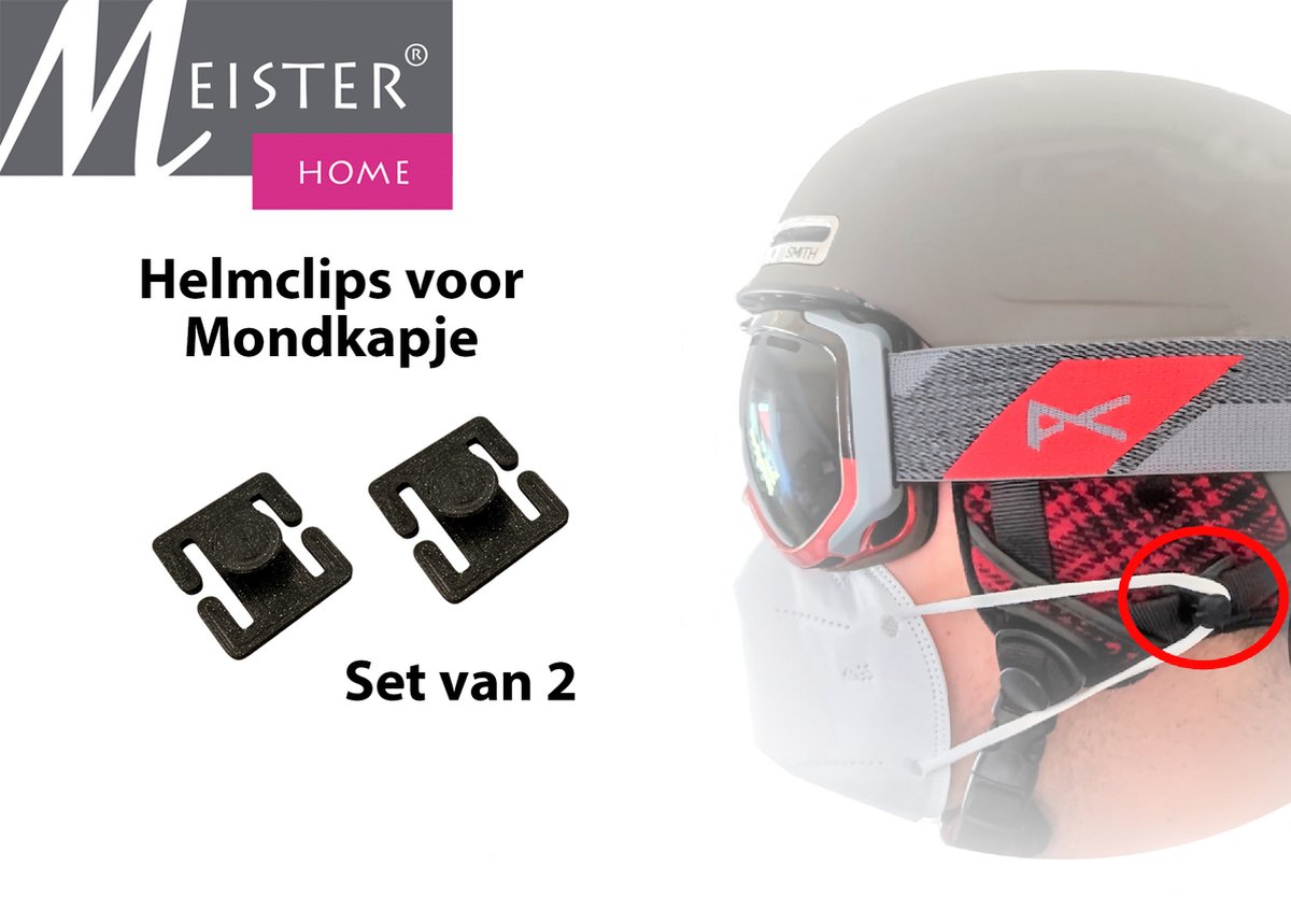 Meisterhome® Helmclips - Ski helm Clips - Skihelm Clips Voor Mondkapje - Skiën - Wintersport Helmband Clip Mondkapje - FFP2 Ski Helm Mount - Set Van 2