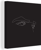 Canvas Schilderij Line art - Man - Ogen - 20x20 cm - Wanddecoratie