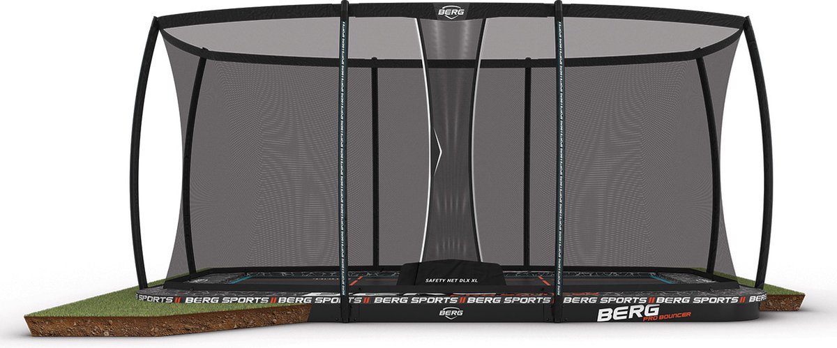 BERG Sport flatground trampoline rechthoekig Pro Bouncer 500 cm met veiligheidsnet deluxe XL 14+