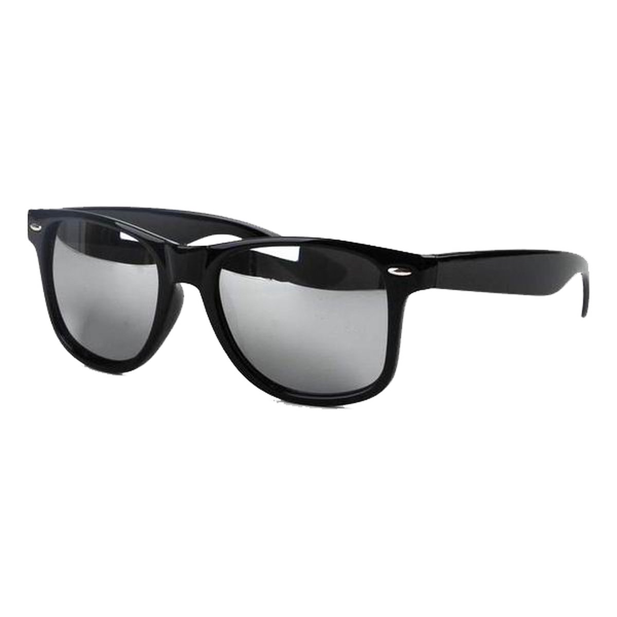 KJG - Klassieke Zonnebril - Zwart Montuur - Zilver Spiegel