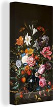 Canvas Schilderij Vaas met bloemen - Jan Davidsz de Heem - Kunst - 20x40 cm - Wanddecoratie
