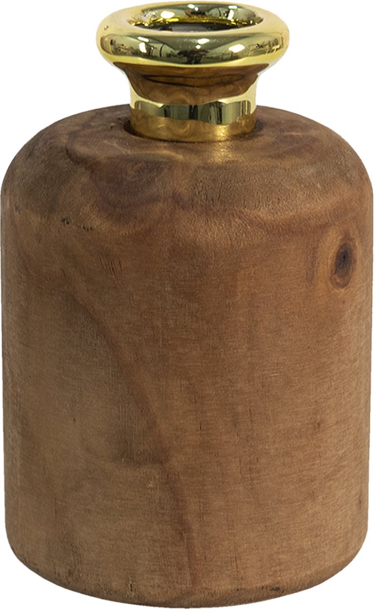Clayre & Eef Vaas Ø 8x13 cm Bruin Hout