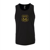 Zwarte Tanktop sportshirt met "Route 66" Print Goud Size L