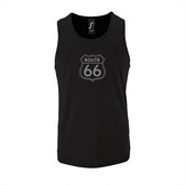 Zwarte Tanktop sportshirt met "Route 66" Print Zilver Size S