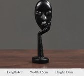 Denker Beeldje - Decoratie Woonkamer - Minimalistisch Hoofd - Standbeeldje - Woondecoratie - Sculptuur - Polyresin Beeld Zwart - Decoratieve Accessoires