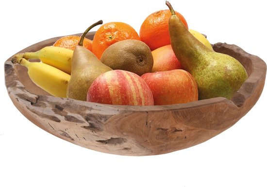 Fruitschaal teak hout rond 40 cm - Decoratieve schalen voor groente en  fruit | bol.com