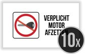 Stickers | Pictogram | 10 stuks | "Motor verplicht afzetten" | Tankstations | Pompstation | Beveiliging | Veiligheid | 10 x 5 cm | Permanente lijm
