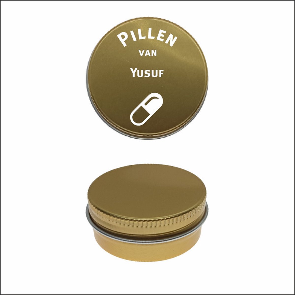 Goedkoopste Pillen Blikje Met Naam Gravering - Yusuf