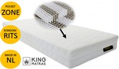 King - Pocket - Matras - Josh - Koudschuim - 7zone - Rits - 150x190cm Dikte 23cm