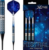 XQMax Dartpijlen Mistral 90% Softtip 18 Gr Zilver/blauw