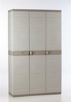 TITANIUM PLASTIKEN Kleerkast 3 deuren met planken + kleerkast l105 x d44 x h176 cm Beige en Taupe TITANIUM assortiment Binnen / Buiten