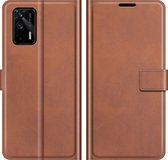 Mobigear Telefoonhoesje geschikt voor Realme GT Hoesje | Mobigear Wallet Bookcase Portemonnee | Pasjeshouder voor 3 Pasjes | Telefoonhoesje voor Pinpas / OV Kaart / Rijbewijs - Bruin