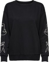 Only Trui Onlgiles L/s O-neck Face Line Swt 15255005 Black/lineart Dames Maat - L