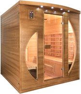 France Sauna Spectra 5 - Infrarood Sauna - 4 personen - Canadees sparrenhout - luxe LED verlichting, controlepaneel, audio MP3/FM - 200 x 185 x 200 cm - 11 transmitters - 2950 W