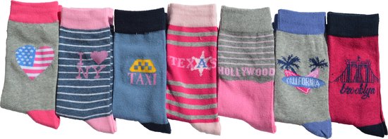 Meisjes 7-Pack - US CITY - maat 31-34 - 7 paar meisjes sokken InterSocks