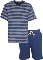 MEQ Heren Shortama - Pyjama Set - 100% Katoen - Blauw- Maat 3XL