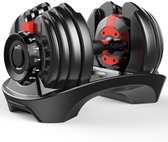 Belecoo®- Verstelbare dumbell-dumbells- Halter - adjustable dumbbell- aanpasbare dumbell- Dumbellset- Zwart- 2 t/m 24 kg