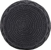 Furnibella – Poef macramé handgemaakt 45x30 cm katoen antraciet