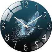Glazen Vlinder Wandklok - Ronde Muurklok – Luxe Klok – Glass Butterfly Wall Clock