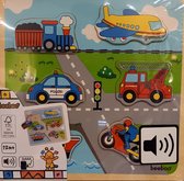 BEEBOO puzzel met geluid - auto, vliegtuig, motor, trein, boot