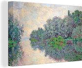 Canvas Schilderij Ochtend op de Seine bij Giverny - Schilderij van Claude Monet - 90x60 cm - Wanddecoratie