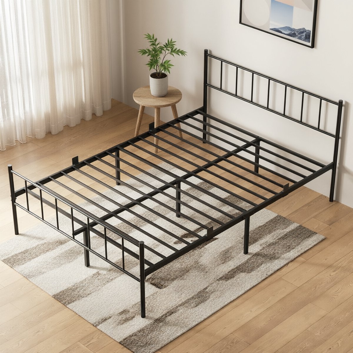 CECIPA Heavy Duty Metalen Bedframe - 160x200 cm Tweepersoonsbed - Grote Opbergruimte 32 cm - Anti-Slip - Extra Stevig - Geluidloos - Eenvoudige Montage - Metalen Bed - Zonder Matras - Zwart
