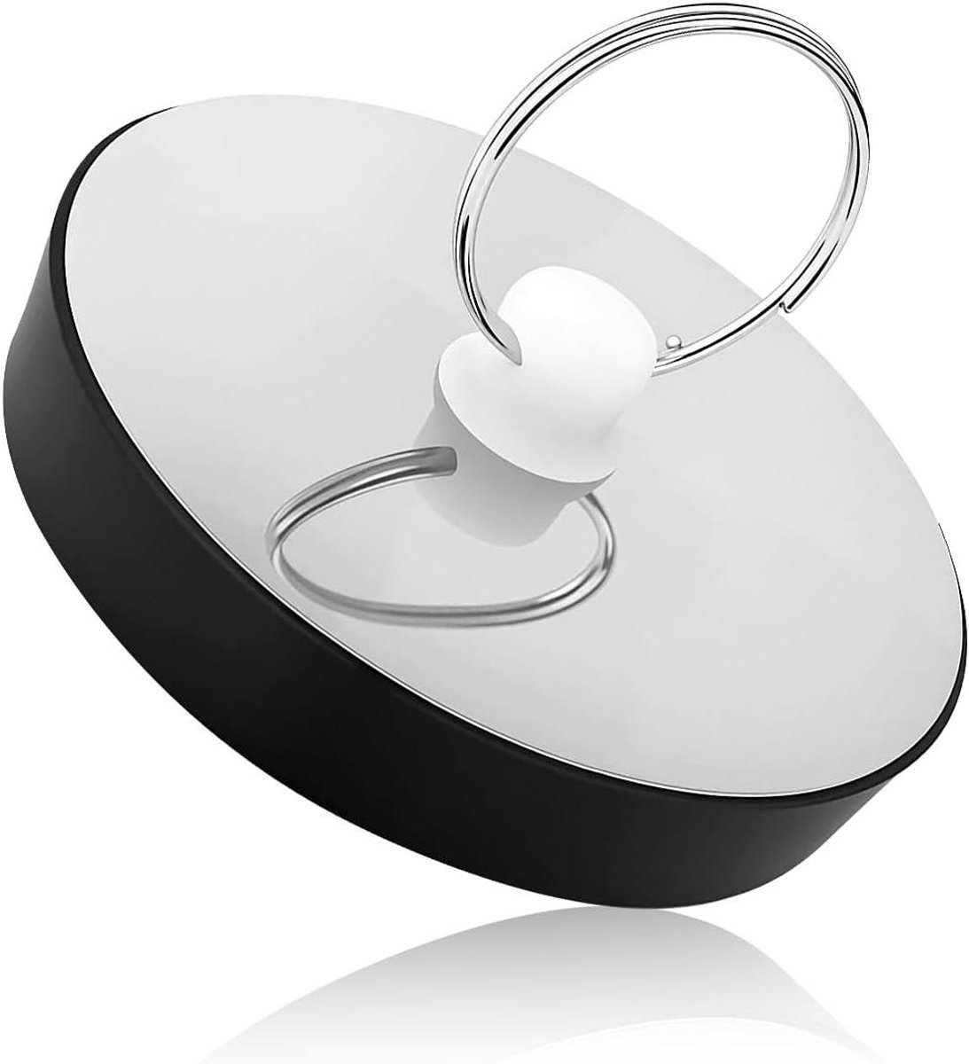 Badkuipstop Roestvrij Staal - Afvoerplug Rubber - Lekvrije Afvoer - Universeel Ontwerp - 45 x 42 x 9 mm - Zilvergrijs