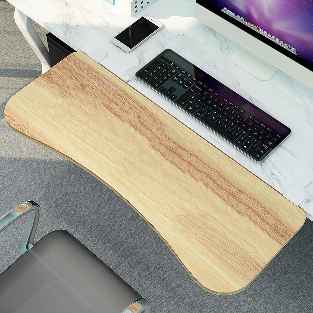 Bureau Verlengstuk - Desktop Extender Werkplek Vergroter - Extra Werkruimte Creëren - Zonder Bureau Beschadigen - 55 x 25 cm