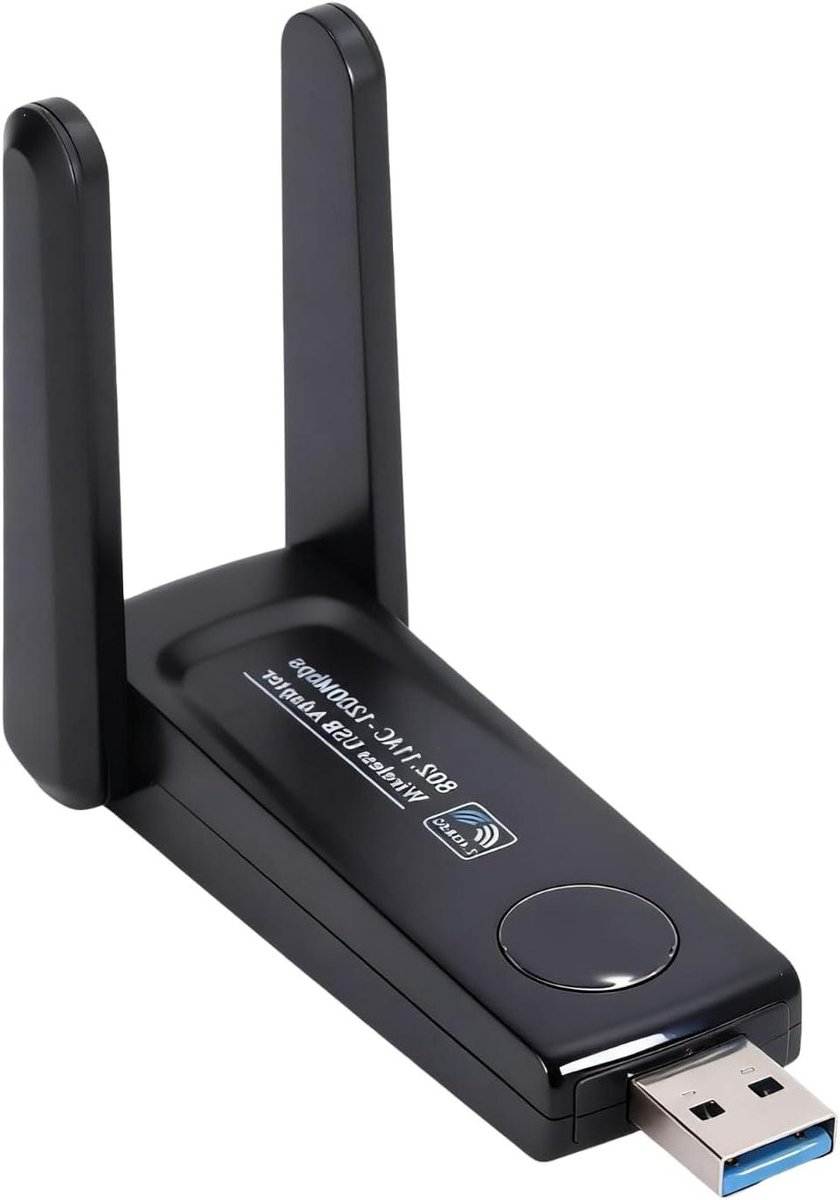 USB WLAN-adapter - WiFi Stick - Internet Verbeteren - Dual Band Antenne - 1200 Mbps - Zwart