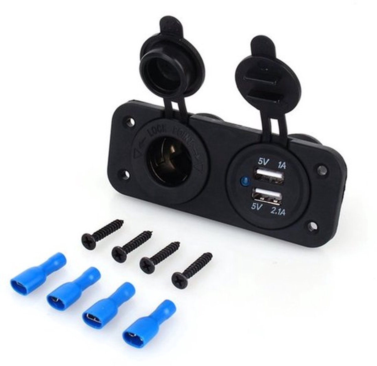Dual USB Autostekker - 12V 2.0A/1A - Multifunctionele Aanraakpaneel