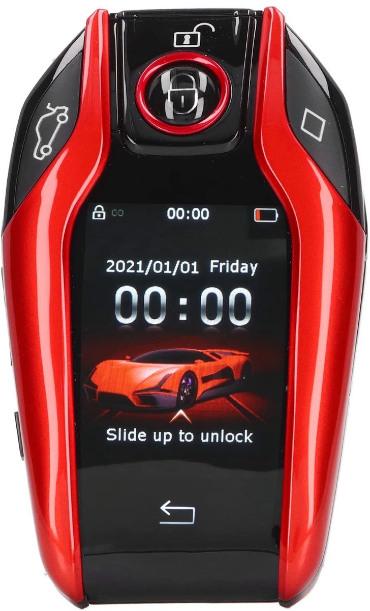 aladdien - Slimme afstandsbediening - Keyless entry - LCD aanraakscherm - Rood - Auto lock en ontgrendelen - Geschikt voor alle motorstart - Kleur: ...