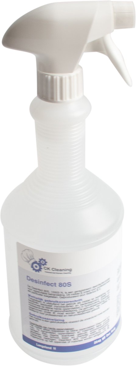 CK Cleaning Desinfectiemiddel Horeca Desinfect80S Spray – Kant-en-klaar Oppervlakte Desinfectie – Professionele Bacterie-, Gist- en Schimmelbestrijding