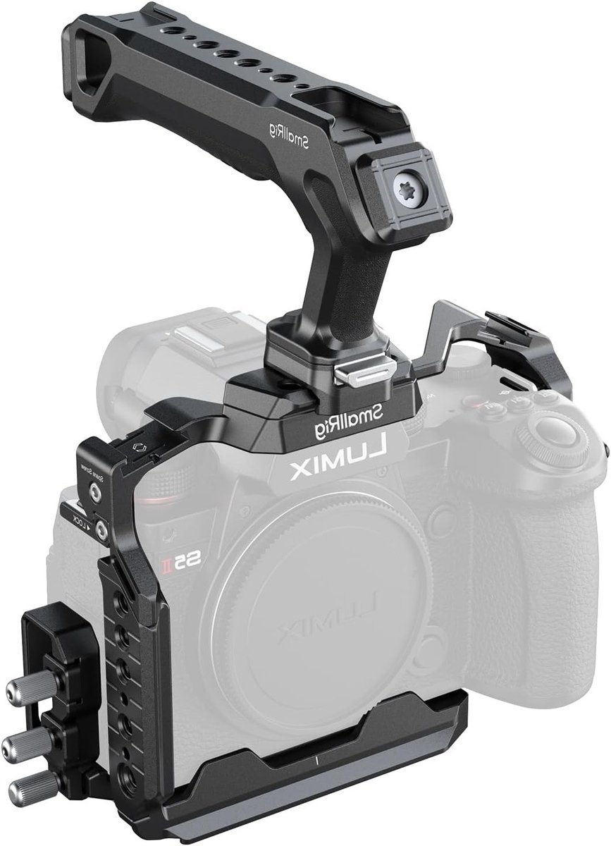 Cage Kit voor Panasonic G9 II en S5 II met NATO Handgreep, HDMI & USB-C Klem, Arca Quick Release Plate en Draadgaten