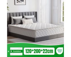 Matras 120x200 - matras 22cm dik - 7 zones - pocketvering matras - Orthopedisch - OEKO-TEX Gecertificeerd - 9 Lagen Hoogwaardige Materialen - Anti-Allergische - Tweepersoonsmatrassen - medium - Voor Kinderen en Volwassenen