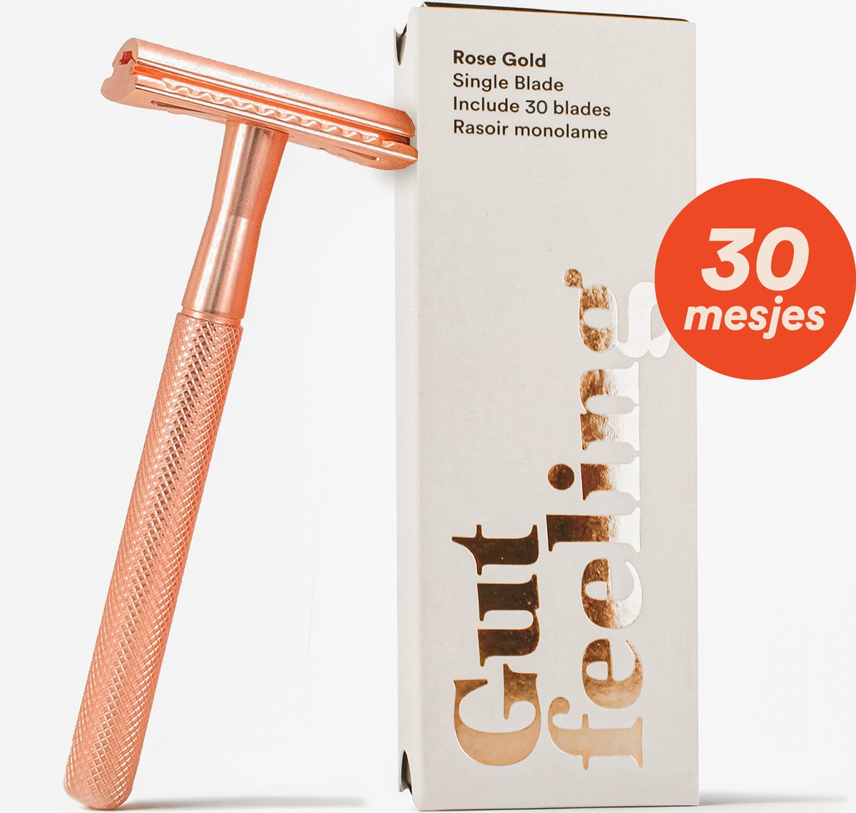 Bol.com Gutfeeling - Smooth Operator | Met 30 Scheermesjes | Rose Gold Safety Razor Voor Vrouwen - Dames | Scheermesje Voor Lich... aanbieding
