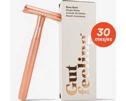 Gutfeeling - Smooth Operator | Met 30 Scheermesjes | Rose Gold Safety Razor Voor Vrouwen - Dames | Scheermesje Voor Lichaam - Venus - Oksels