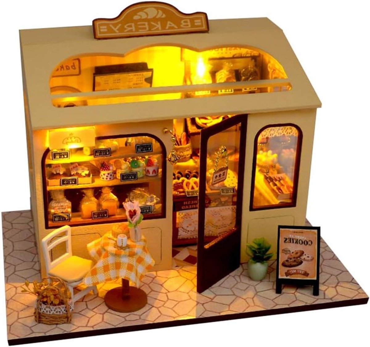 Miniatuur Poppenhuis - Bakkerij Model Handgemaakt Huisje - Hobby Modelbouw - Art Deco Stijl