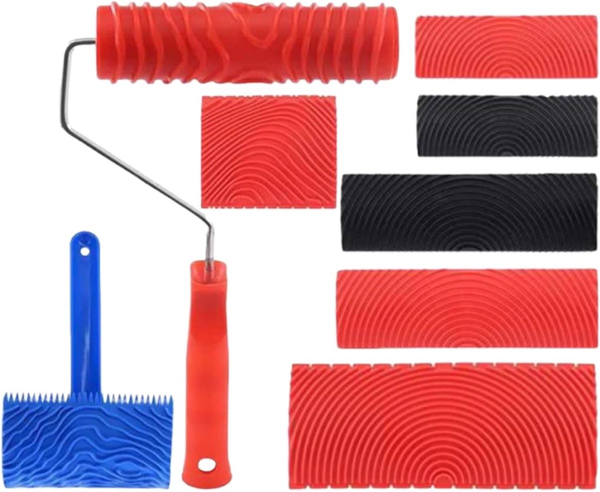 Houtnerfgereedschap Set - Houtnerfroller Verf - Muren en Meubels - 8 Delige Collectie - 35 x 30 x 6 cm
