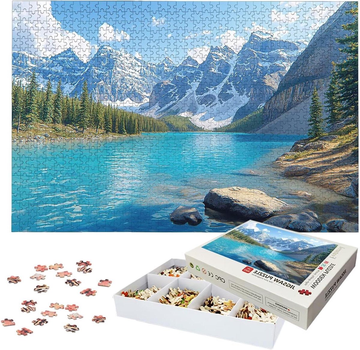 Houten Puzzel - Legpuzzel Volwassenen - Ontspannen Tijdverdrijf - 8 Lettermarkeringen - 122 x 81 cm - Meerkleurig