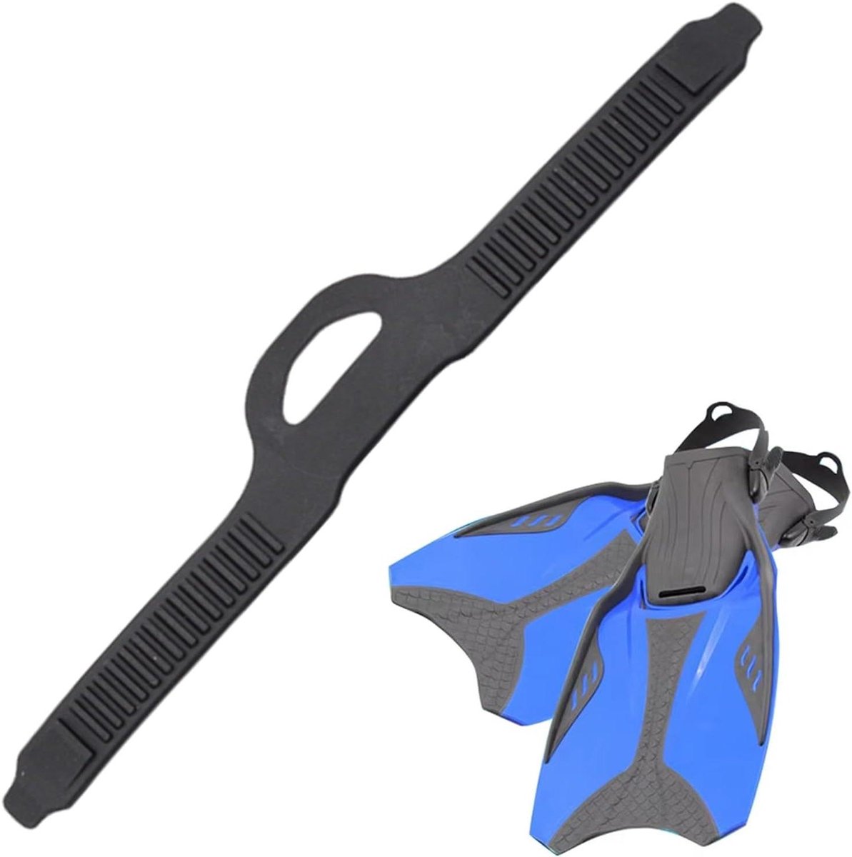 Flipperriemen - Zwemvliezen banden - Duiken en zwemmen - Universele pasvorm - 37 cm - Zwart