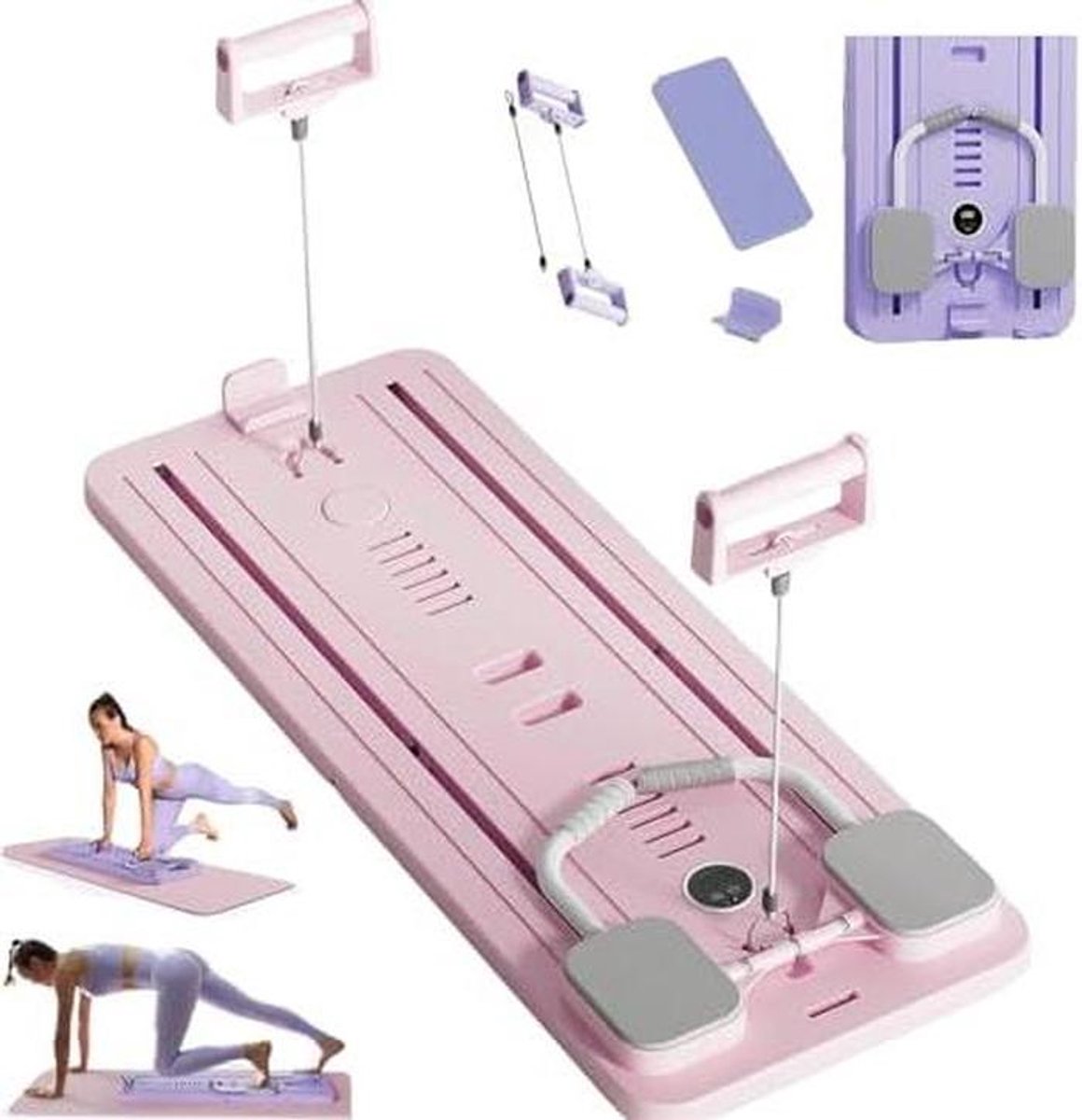 Roller Oefening Machine - Ab Roller Wiel - Thuis Workout - Automatische Rebound - N.v.t. - Roze