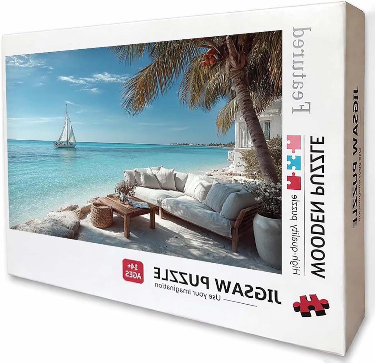 Houten Puzzel - Legpuzzel Volwassenen - Ontspannende Hobby - Achterkant met Letters - 122 x 81 cm - Uitzicht op Zee