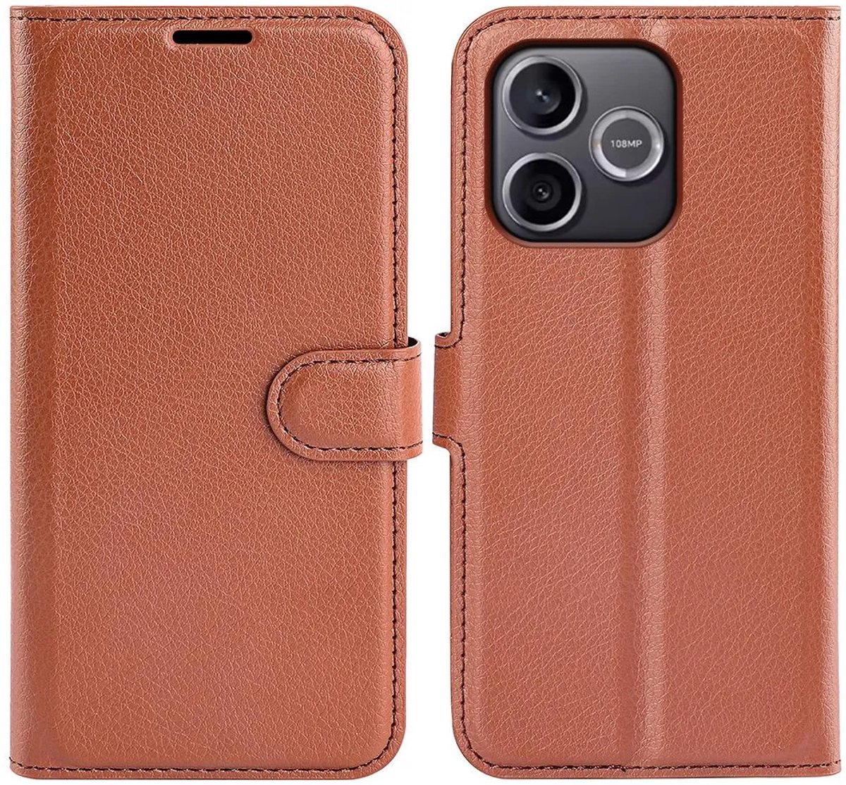 Hoesje geschikt voor HONOR 600 Lite - Phonesta Litchi Skin Book Wallet Case - Bruin