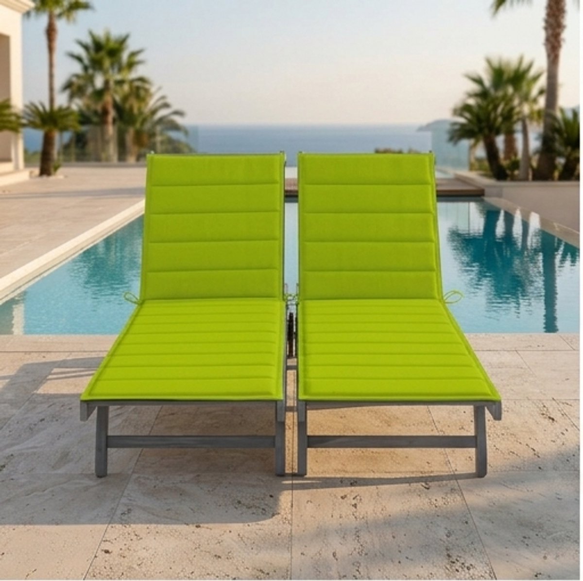 Luxe 2-Persoons Sun Lounger met Kussen – Acaciahouten Zonne-eiland Ligbed voor Tuin, Terras en Zwembad – Weerbestendige Outdoor Relax Ligstoel – IndustroHome