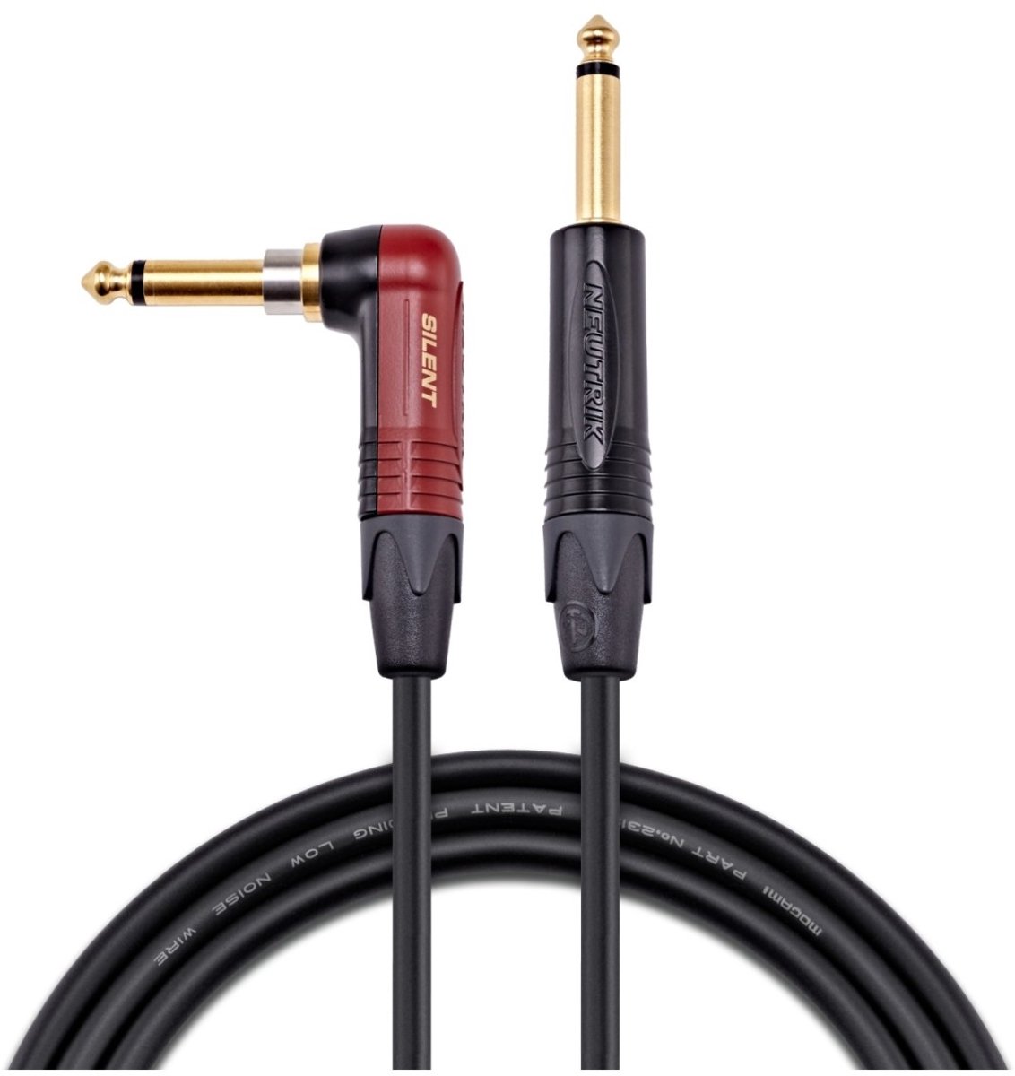Studiospares Pro Neutrik Silent Mogami Gitaarkabel Schuine Jack, 15m Zwart