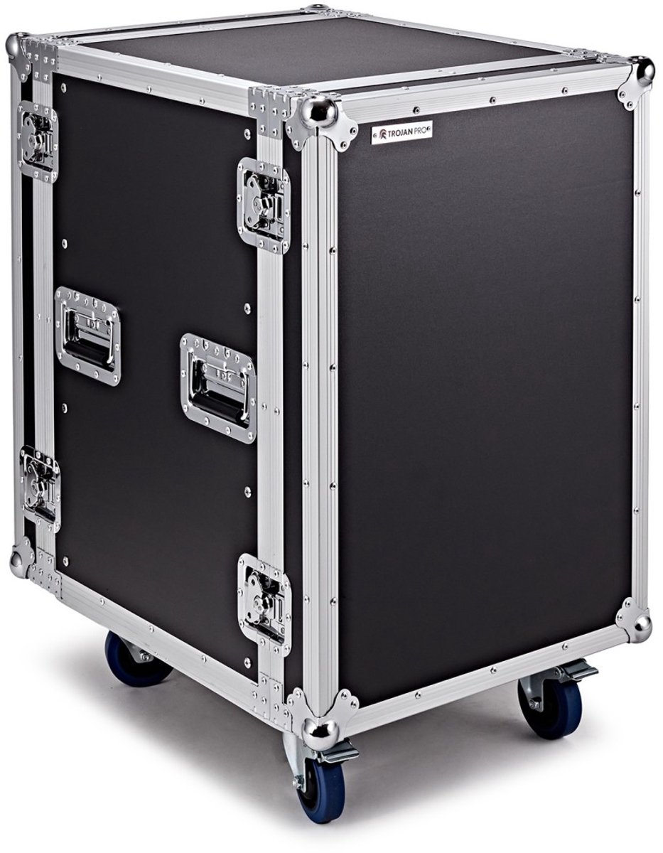 Trojan Pro 16U zware rack flightcase op wielen