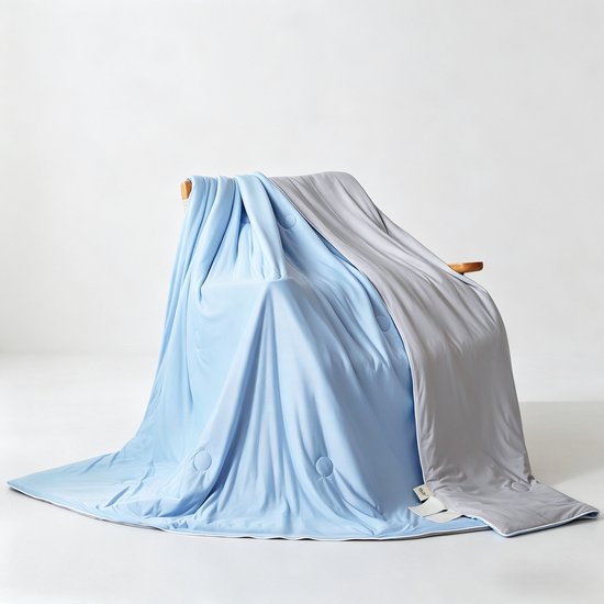 Koeldeken 150 x200 cm - Verkoelend Zomerdekbed - Zelfkoelende deken - Zomerdekbed - Zomerdeken - Wasbaar - voor bed, bank en overal donkergrijs - grijs en blauw