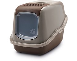 Savic Nestor - Kattenbak - Inklapbare Voorkant - Bruin/Warmgrijs- 56 x 39 x 38,5 cm