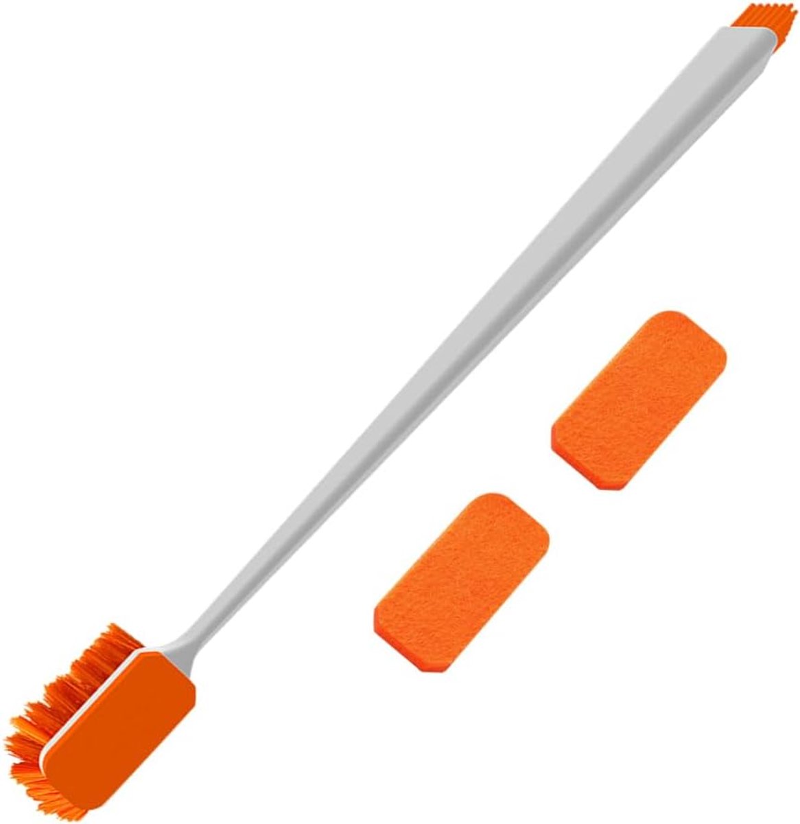 VHV-Aquarium reiniger - Algenkrabber - Aquarium borstel - Glasreiniger - Dubbelzijdig - Met lange steel - Inclusief 2 pads - Voor aquarium onderhoud - 30cm